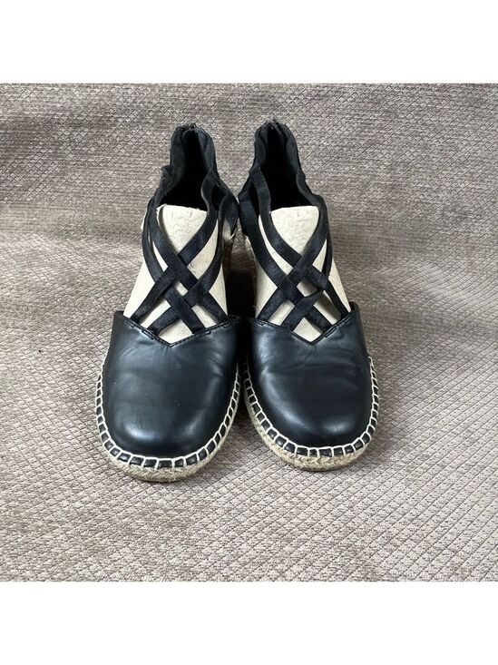 Kenneth Cole Reaction Shoes - Kenneth Cole Reaction Womens Black Elastic Espadrille Wedge Sandals Sz 10 EUC